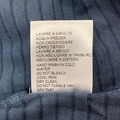 美品◆ロベルトコリーナ 長袖Tシャツ ボーダー グラデーション コットン 丸首 ブルー メンズ サイズ48 roberto collina 【AFB5】