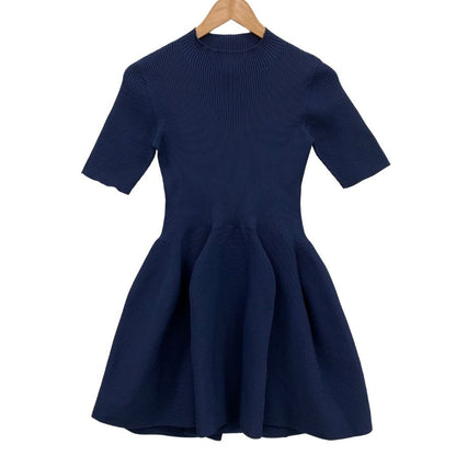 極美品◆シーエフシーエル ニットドレス POTTERY DRESS 半袖 ネイビー サイズ1 レディース CFCL 【AFB45】