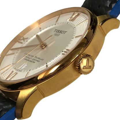 ティソ 腕時計 T099408A 1853 AUTOMATIC デイト 白盤面 枠ゴールド 裏スケルトン ラバーベルト メンズ TISSOT【AFI15】