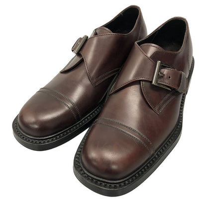 プラダ シングルモンク Uチップ メンズ サイズ 8 ブラウン PRADA 約27.0cm【AFC6】