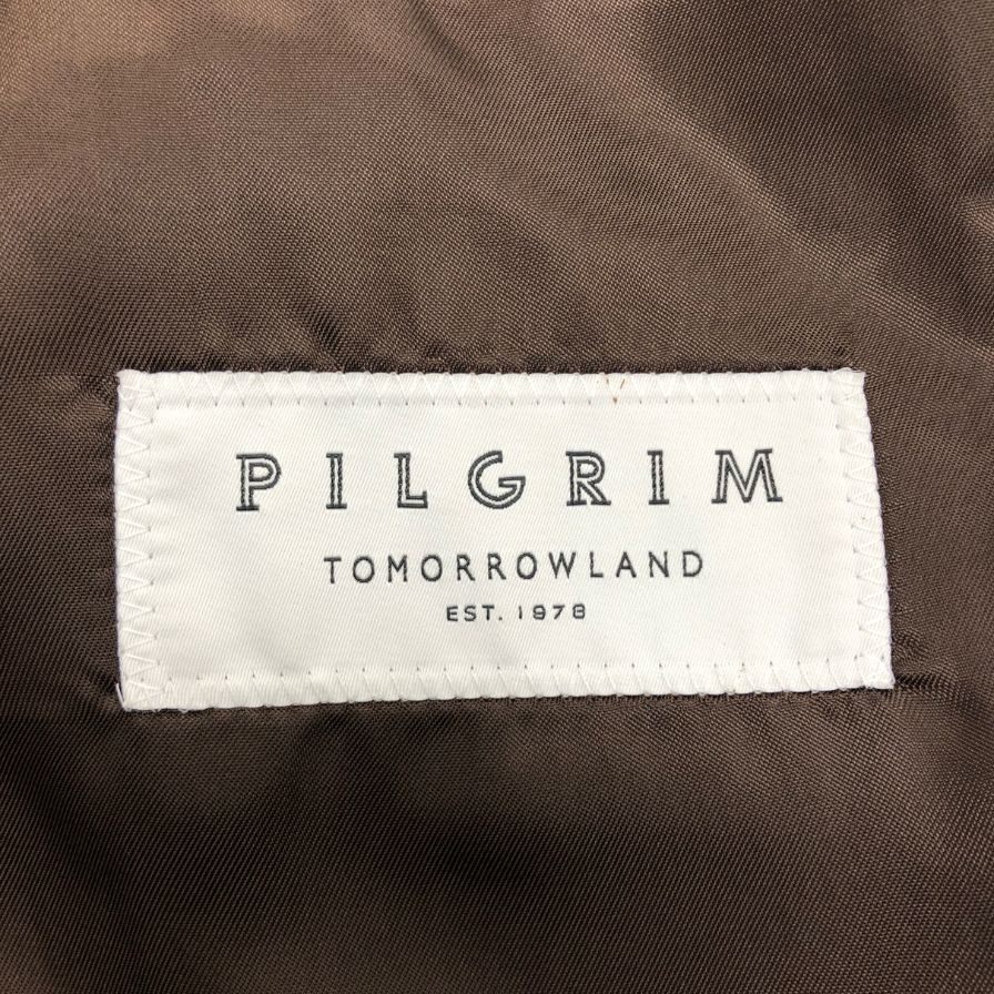 極美品◆トゥモローランド テーラードジャケット PILGRIM  ウール リネン シルク  ハウンドトゥース柄 ブラウン系 メンズ サイズ46 tomorrowland 【AFB12】