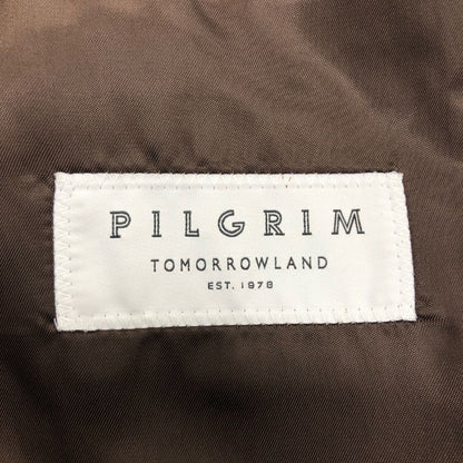 極美品◆トゥモローランド テーラードジャケット PILGRIM  ウール リネン シルク  ハウンドトゥース柄 ブラウン系 メンズ サイズ46 tomorrowland 【AFB12】