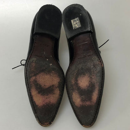 ルイヴィトンST1008 レザーシューズ プレーントゥ ガラスレザー チェック柄 ブラック サイズUK8 メンズ LOUIS VUITTON 約27.0cm【AFC4】