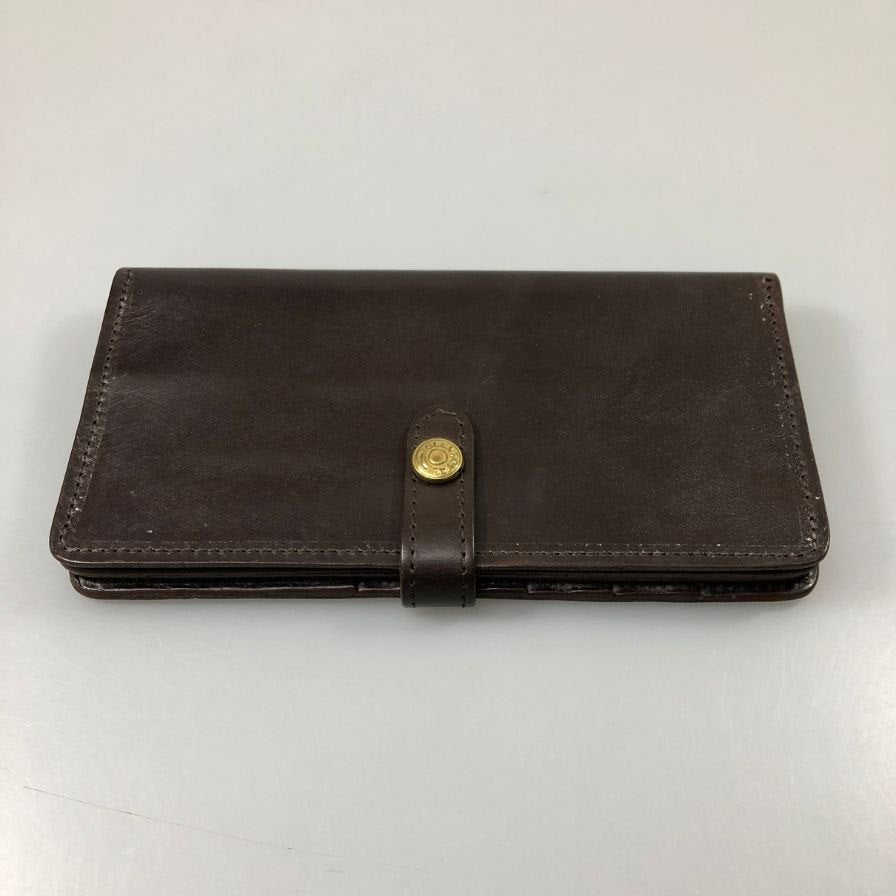 グレンロイヤル 長財布 二つ折り財布 フラップボタン ブライドルレザー ダークブラウン ゴールド金具 GLENROYAL【AFI1】