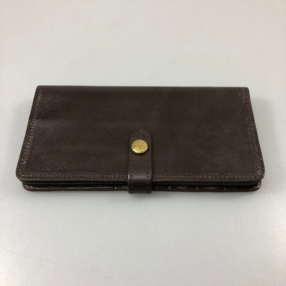 グレンロイヤル 長財布 二つ折り財布 フラップボタン ブライドルレザー ダークブラウン ゴールド金具 GLENROYAL【AFI1】