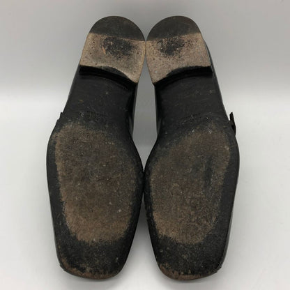 プラダ レザーシューズ シングル モンク サイドゴア バイカラー ネイビー ブラウン サイズ6.5 PRADA 約25.5cm【PTM3】