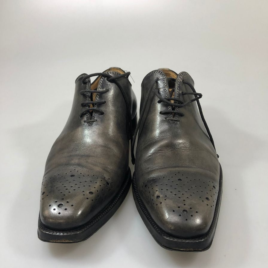 ステファノブランキーニ レザーシューズ ホールカット グレー サイズ6.5 メンズ STEFANO BRANCHINI 約25.5cm【PTM8】