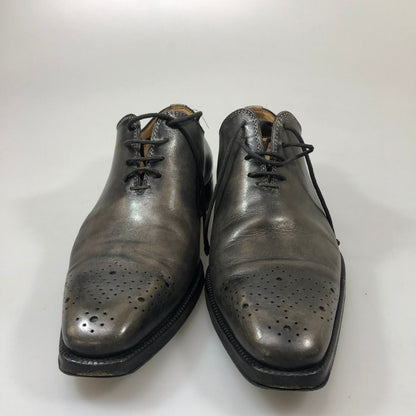ステファノブランキーニ レザーシューズ ホールカット グレー サイズ6.5 メンズ STEFANO BRANCHINI 約25.5cm【PTM8】