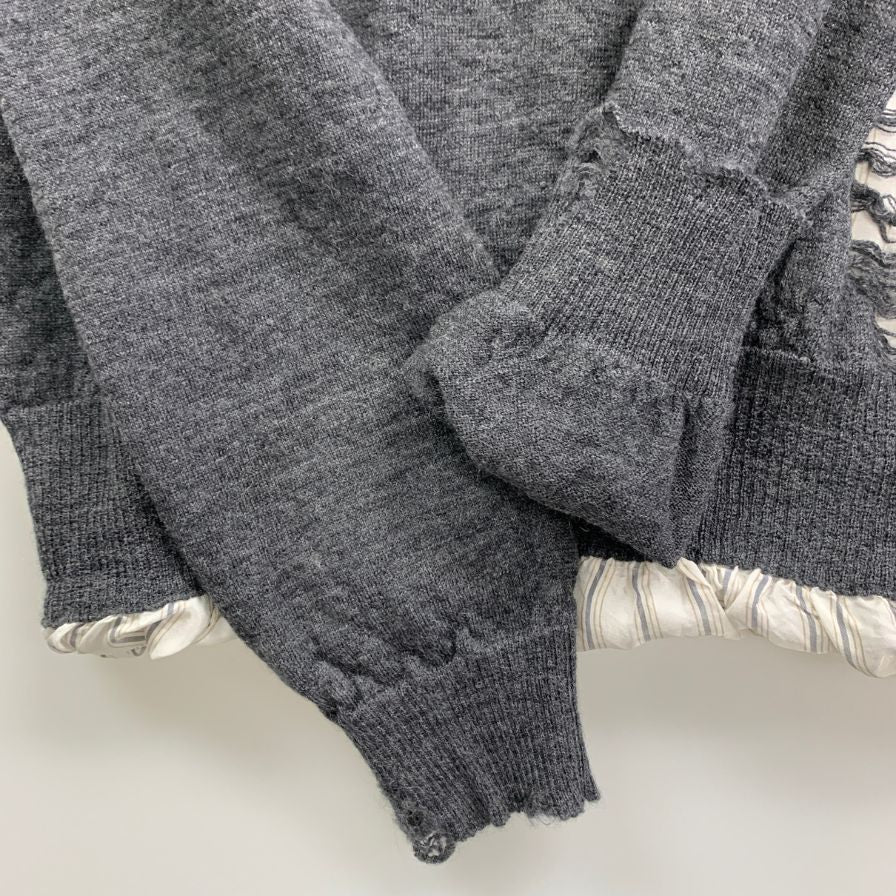 中古◆メゾン マルジェラ 22AW クルーネックニット ダメージ加工 グレー メンズ サイズM SI1HA0005 Maison Margiela 【AFB5】