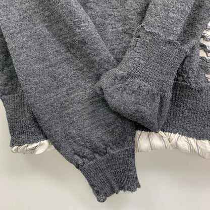 中古◆メゾン マルジェラ 22AW クルーネックニット ダメージ加工 グレー メンズ サイズM SI1HA0005 Maison Margiela 【AFB5】