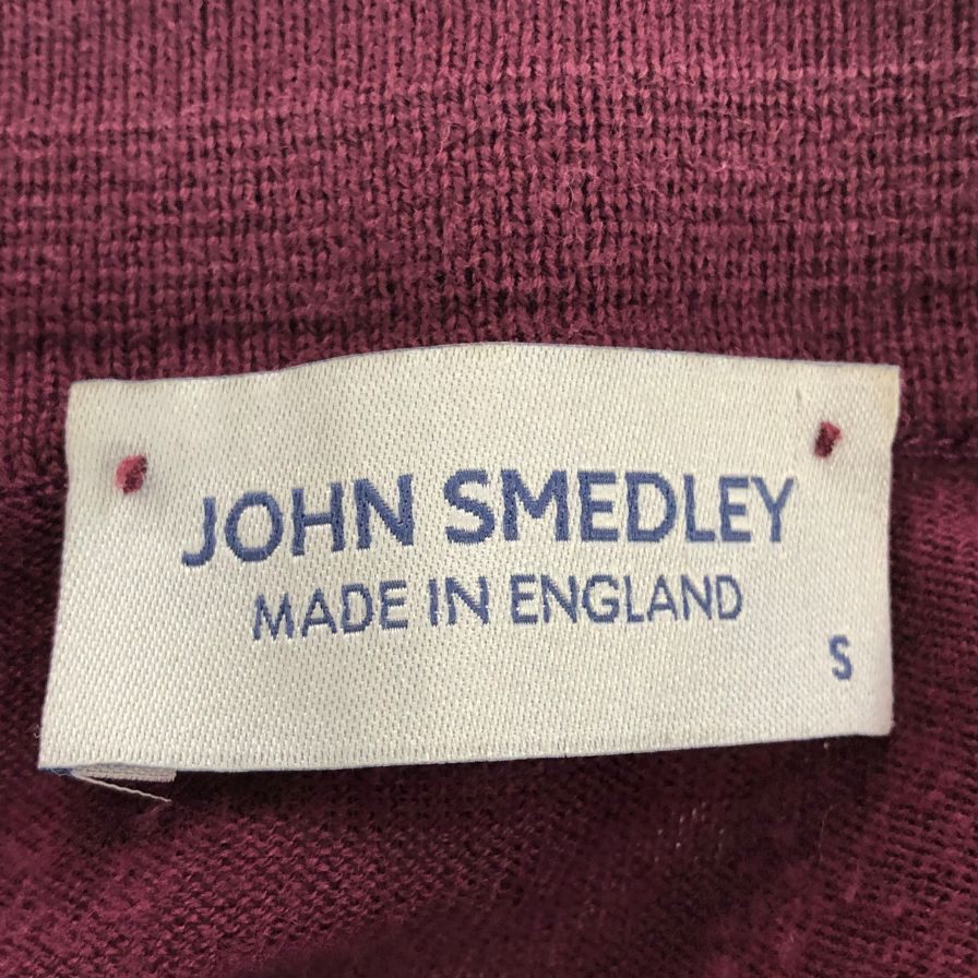 美品◆ジョンスメドレー ニットポロ 半袖 バーカンディ エンジ サイズS JOHN SMEDLEY 【AFB51】