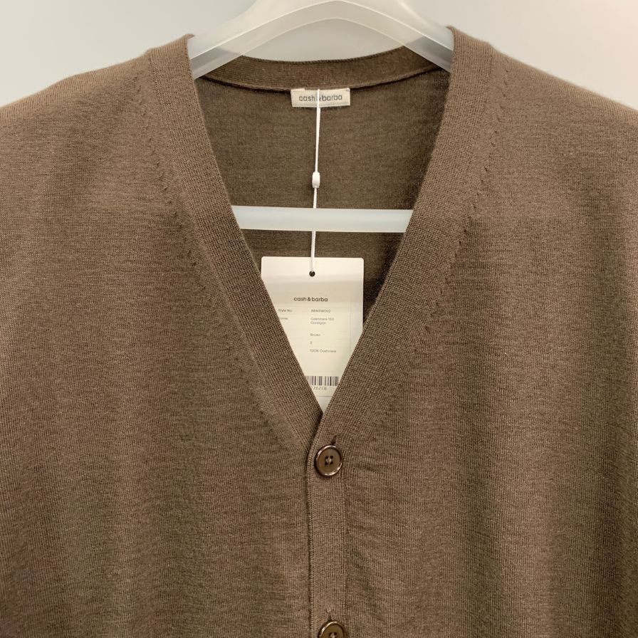 未使用◆キャッシュ＆バルバ カーディガン ウーステッドカシミヤ 150 ブラウン メンズ サイズ2 IMWSW002 Cash&Barba 【AFB27】