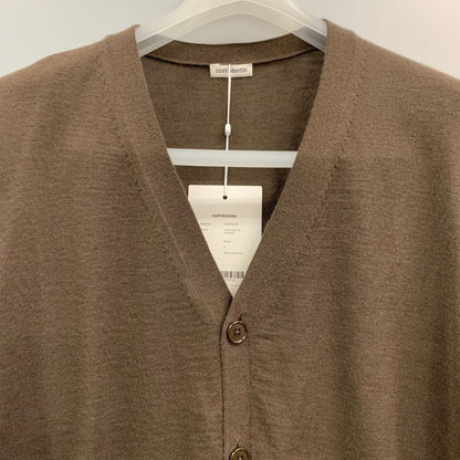 未使用◆キャッシュ＆バルバ カーディガン ウーステッドカシミヤ 150 ブラウン メンズ サイズ2 IMWSW002 Cash&Barba 【AFB27】