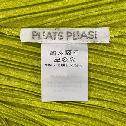 極美品◆プリーツプリーズ イッセイミヤケ ノースリーブ ハイネックシャツ PP33-JK281 レディース サイズ3 グリーン系 PLEATS PLEASE ISSEY MIYAKE MADE IN JAPA系 【AFB26】
