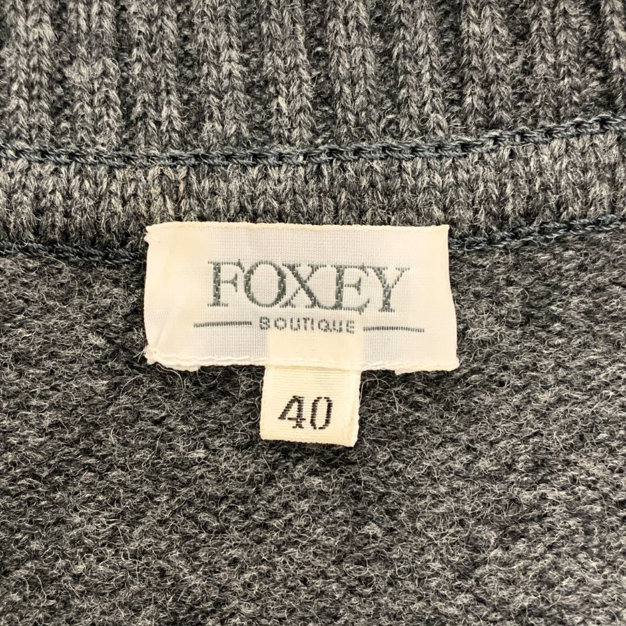 美品◆フォクシー ブティック ジャケット ウール ニット ダブルブレスト グレー レディース サイズ 40 FOXEY BOUTIQUE 【AFB28】