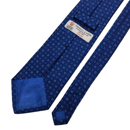 ターンブルアンドアッサー ネクタイ シルク ダービータイ ドット 総柄 ハンドメイド ブルー Turnbull & Asser【AFI11】