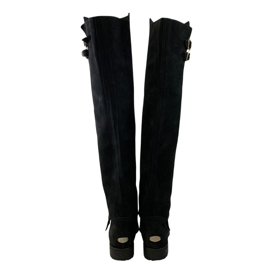 ジミーチュウ ロングブーツ スエードレザー ブラック レディース サイズ36 JIMMY CHOO 約23.0cm【AFC47】