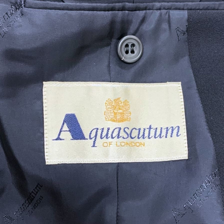 美品◆アクアスキュータム テーラードジャケット 紺ブレ 金ボタン ダブル ブレザー ウール ネイビー サイズ11 Aquascutum 【AFB26】
