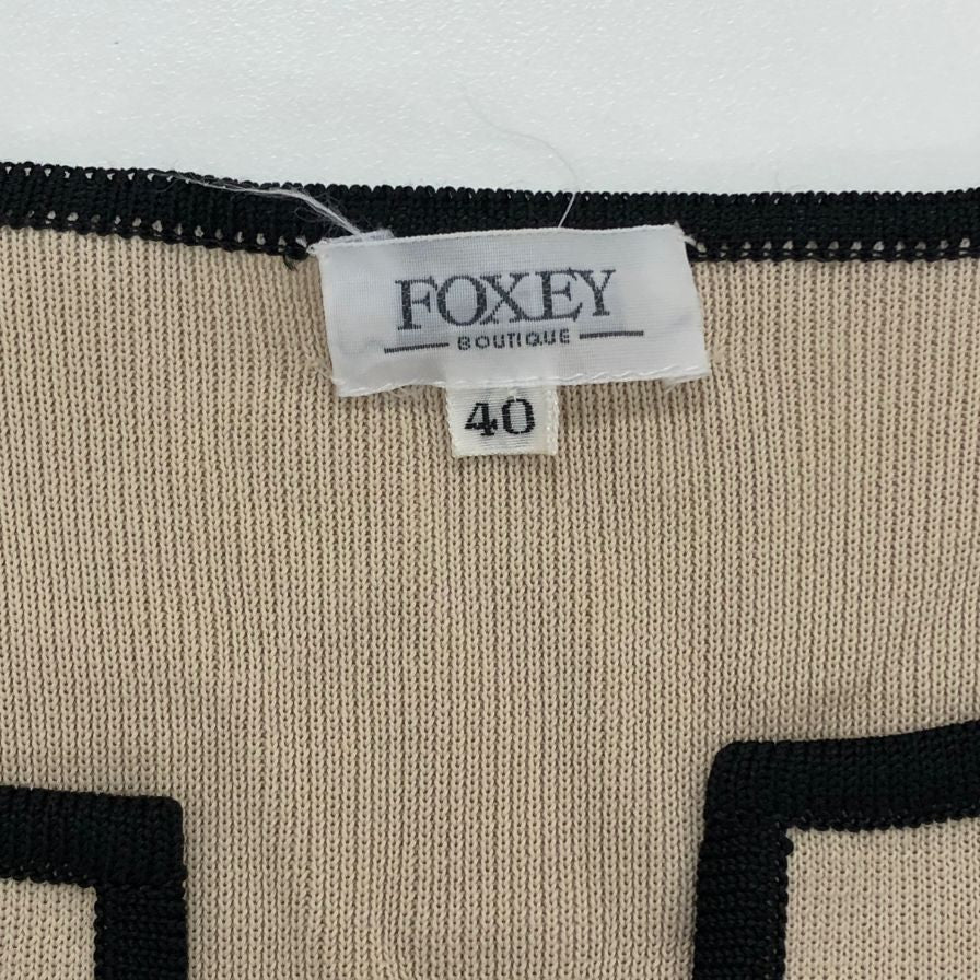 美品◆フォクシー ブティック カーディガン アンサンブル ボタンレス 羽織り 13290 ベージュ レディース サイズ40 FOXEY BOUTIQUE 【AFB4】