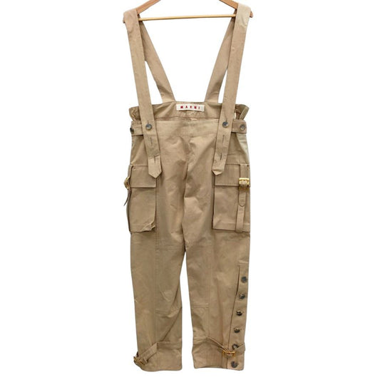 マルニ サスペンダー付きコットンカーゴパンツ ベージュ サイズ38 レディース 金バックル MARNI 【AFB40】