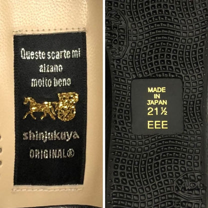 新宿屋 レースアップシューズ 3313 レザー シルバーシャーク ブラック レディース サイズ21.5 shinjukuya 約21.5cm【7-10】