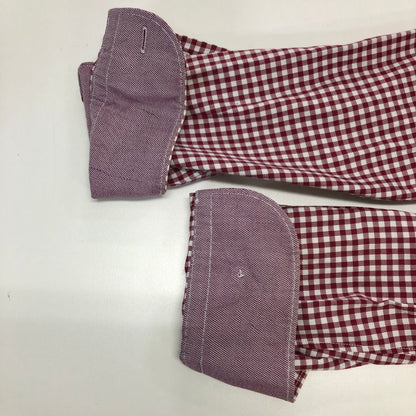 美品◆スーツカンパニー ギンガムチェックシャツ 長袖 スリムフィット コットン レッド系 サイズL  THE SUIT COMPANY 【AFB43】