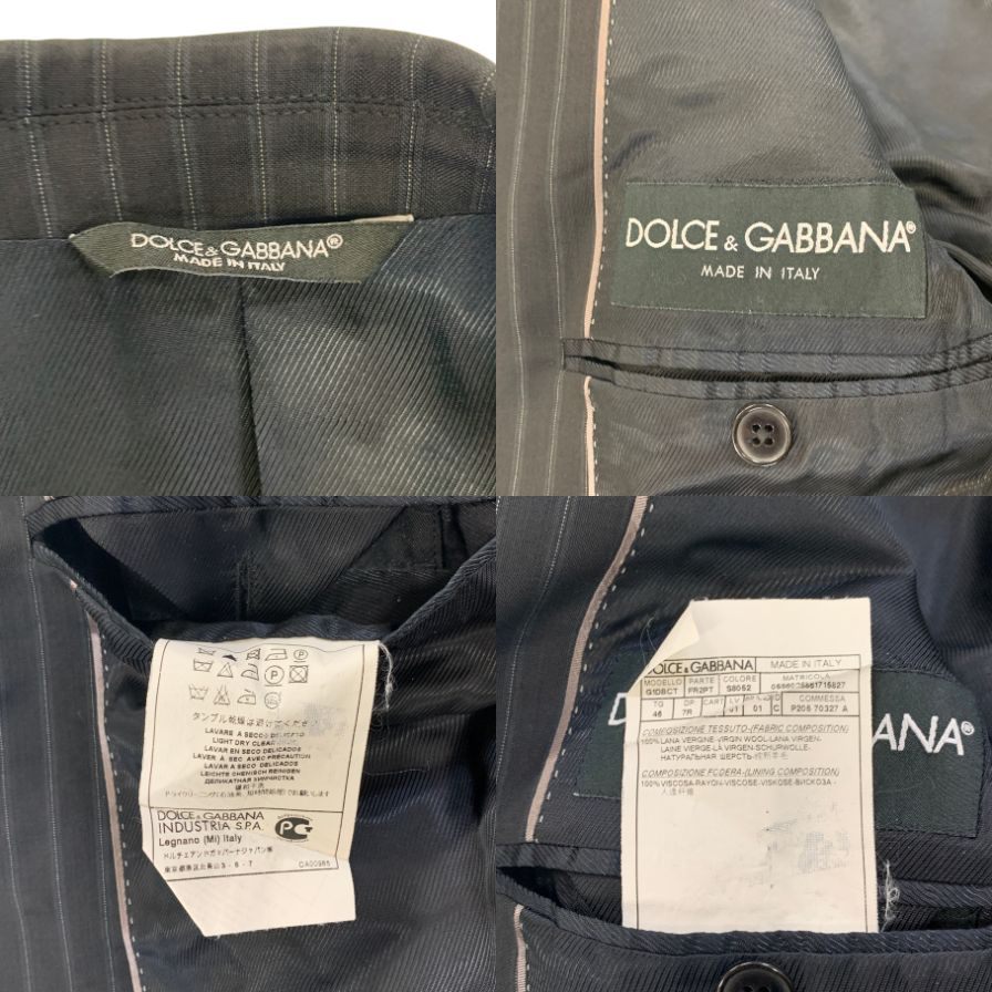 中古◆ドルチェ＆ガッバーナ MARTINI 2Bジャケット スーツ ストライプ メンズ サイズ 46 ブラック DOLCE&GABBANA 【AFA11】