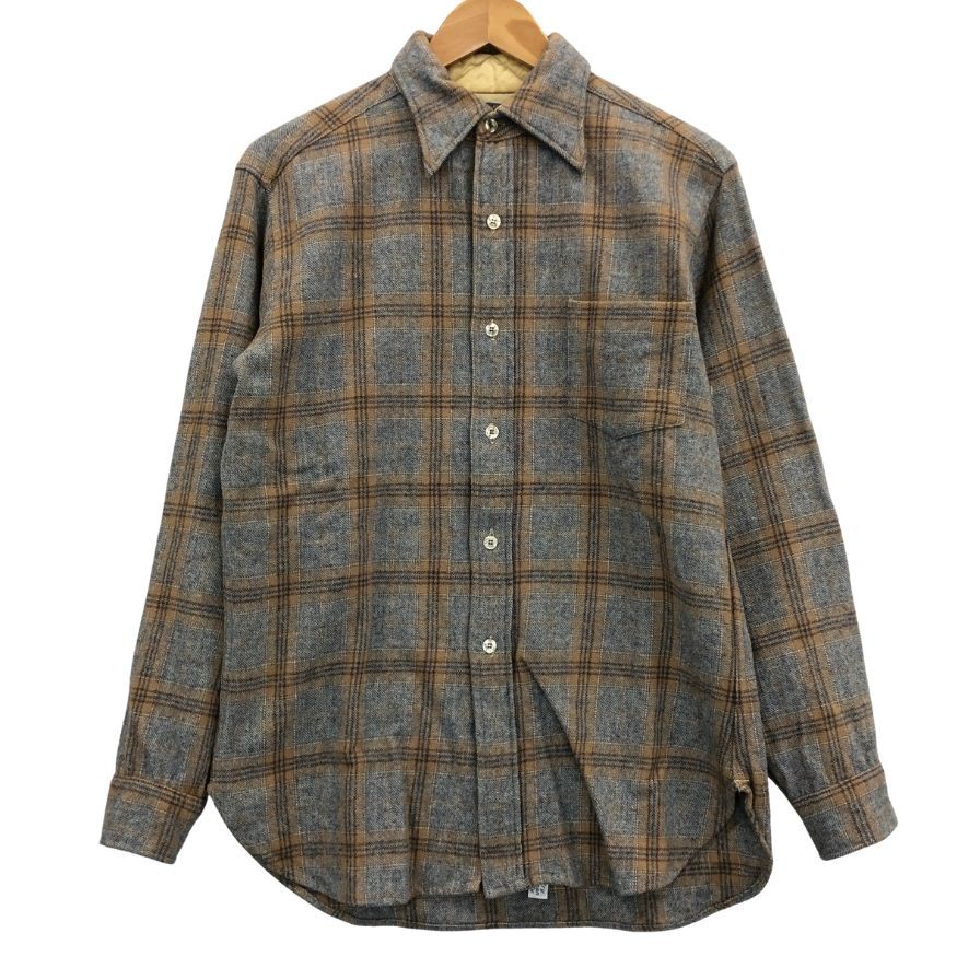 中古◆ペンドルトン 70S チェックシャツ ウール ベージュ系 メンズ サイズM PENDLETON 【AFB37】