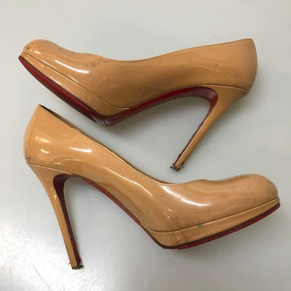 クリスチャンルブタン ヒールパンプス ハイヒール エナメル ベージュ系 サイズ36.5 レディース Christian Louboutin 約22.5cm【AFD9-2】