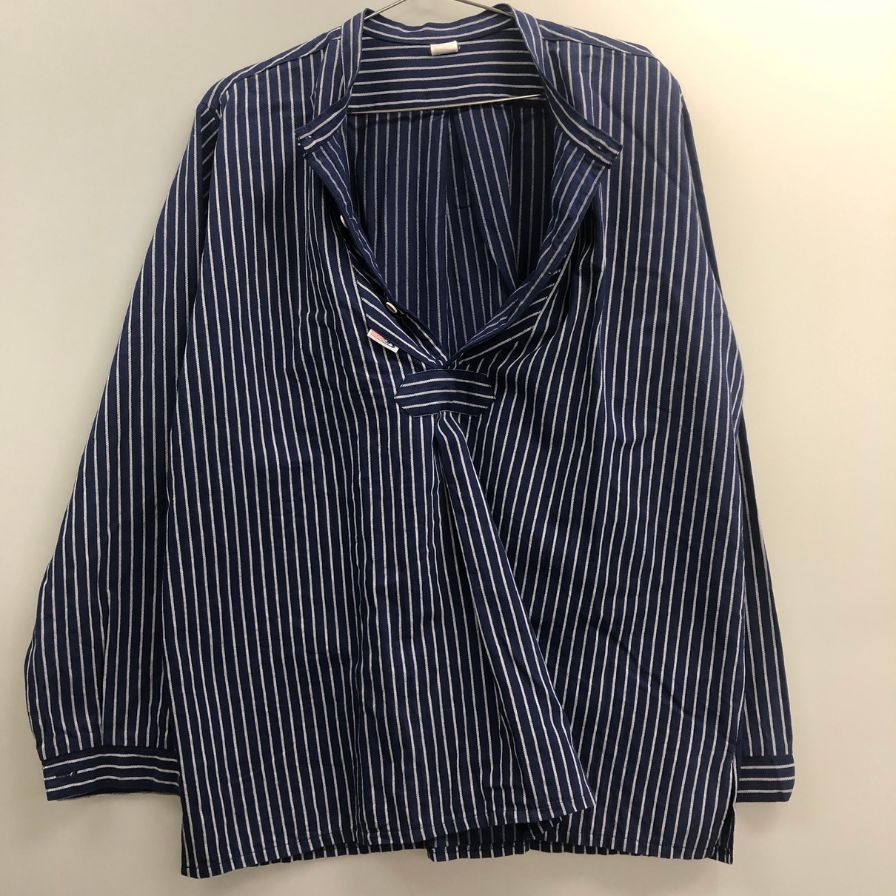 美品◆モダス ドイツ軍 フィッシャーマンシャツ プルオーバー ストライプ ブルー メンズ サイズ54 modas 【AFB35】