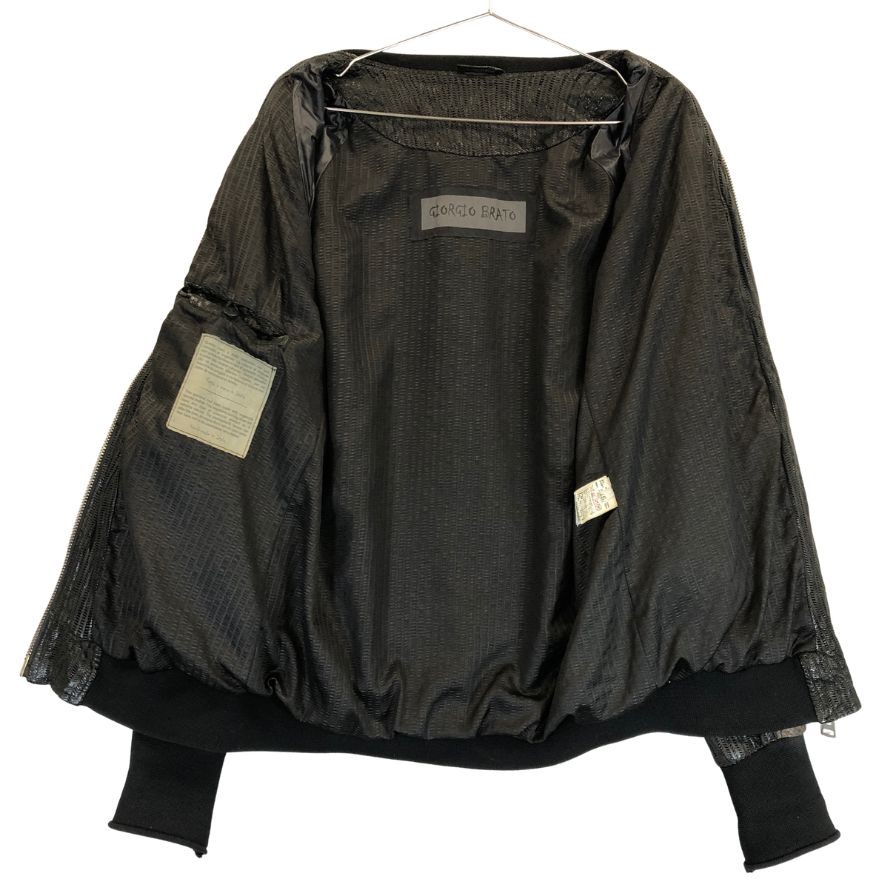 美品◆ジョルジオ ブラット ジャケット ラムレザー メッシュ メンズ サイズ46 ブラック GIORGIOBRATO 【AFF22】