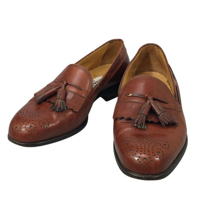バリー キルト タッセル ローファー メンズ7E ブラウン BALLY 約25.5cm【AFC3】