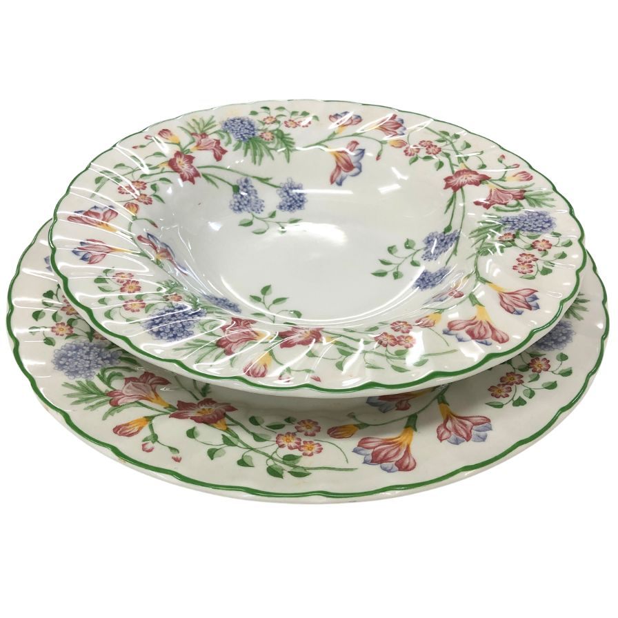 チャーチル 皿 8枚セット 花柄 ホワイト  Churchill【AFI28】【中古】
