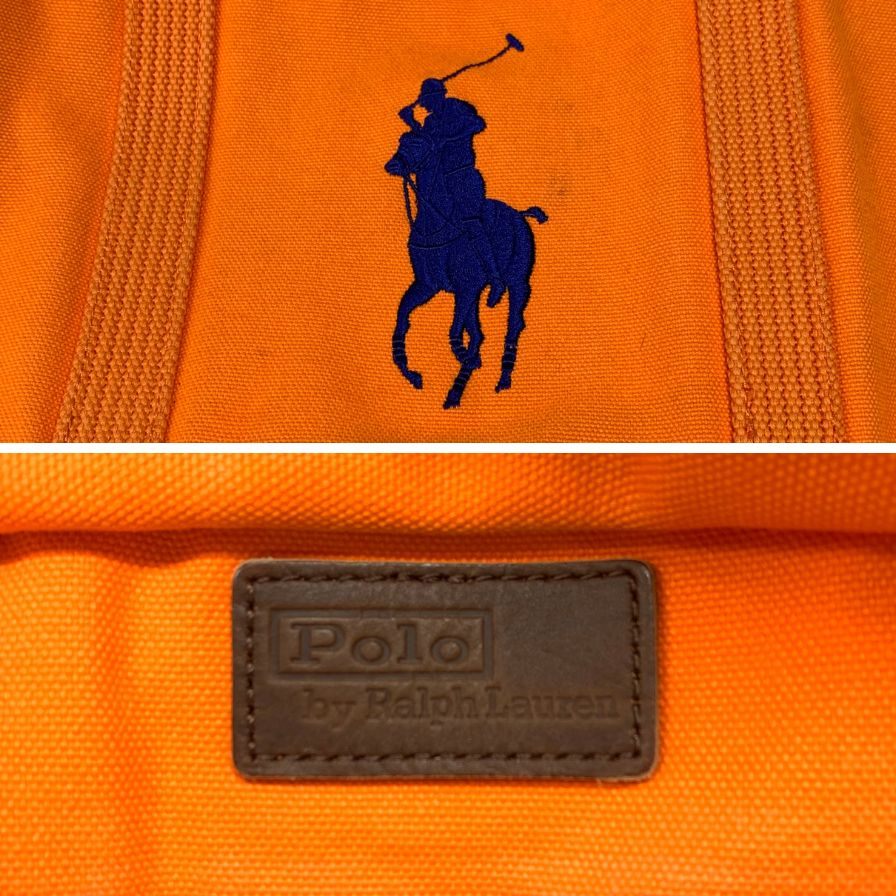 ポロ ラルフローレン トートバッグ ビッグ ポニー 刺繍 キャンバス オレンジ ブルー POLO RALPH LAUREN【AFE8】