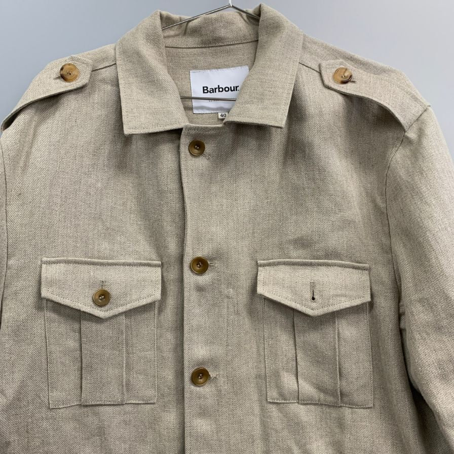 美品◆バブアー サファリジャケット 麻100% メンズ サイズ40 ベージュ Barbour 【AFA5】