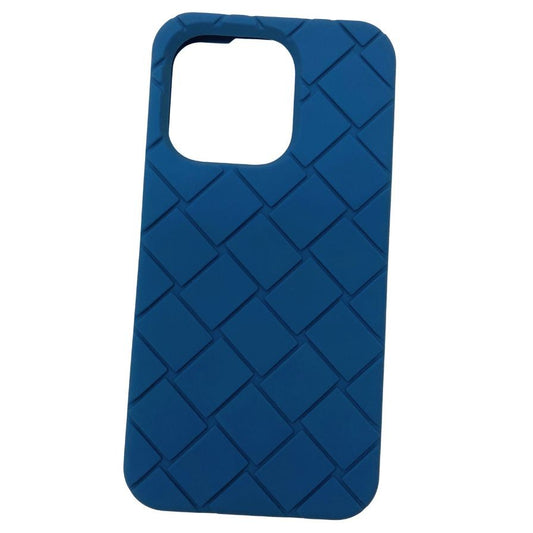 ボッテガヴェネタ iPhoneケース iPhone15Pro ラバー イントレチャート ブルー系 BOTTEGA VENETA【AFI10】【中古】
