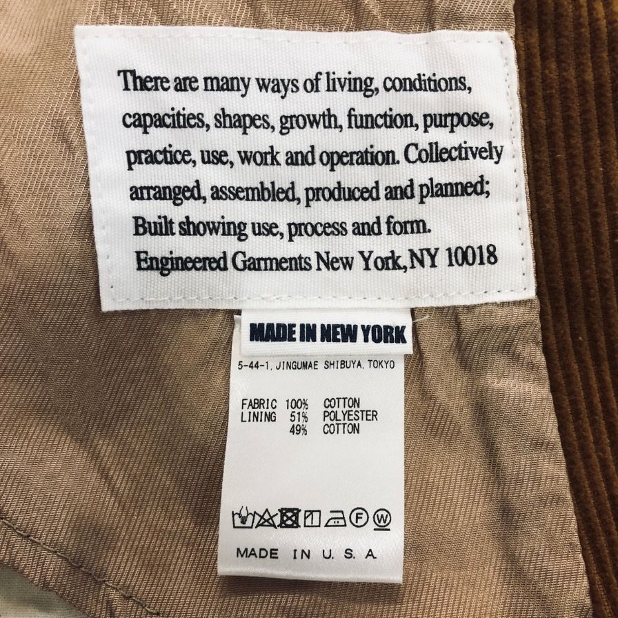 新品同様◆エンジニアードガーメンツ 18AW グリムジャケット コーデュロイ ベージュ メンズ サイズM ENGINEERD GARMENTS Grim jkt 8w corduroy 【AFA11】