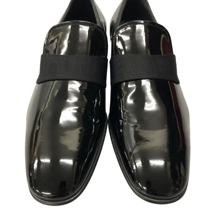 サルヴァトーレフェラガモ レザースリッポン パテントレザー メンズ サイズ 8 1/2 ブラック  Salvatore Ferragamo 約26.5cm【AFD9-2】