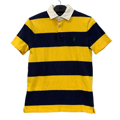 美品◆ポロラルフローレン ポロシャツ コットン ボーダー イエロー ネイビー  メンズ サイズ170/92A Polo Ralph Lauren 【AFB6】