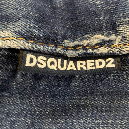ディースクエアード デニムパンツ kenny jean S75LA0615 ロゴ金具 ペイント加工 クラッシュ加工 コットン ポリウレタン ブルー系 レディース サイズ40 DSQUARED2 【AFB41】