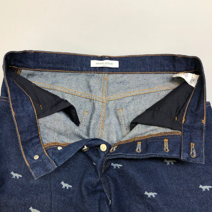 メゾンキツネ デニムパンツ キツネ柄 ボタンフライ メンズ サイズ30 MAISON KITSUNE 【AFB33】