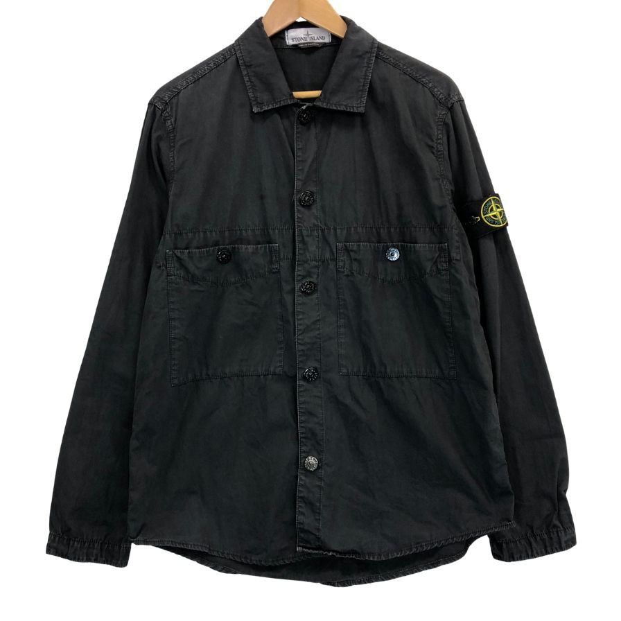美品◆ストーンアイランド 21SS ガーメントダイ ワークシャツ ブラック メンズ サイズM Stone Island 【AFB18】