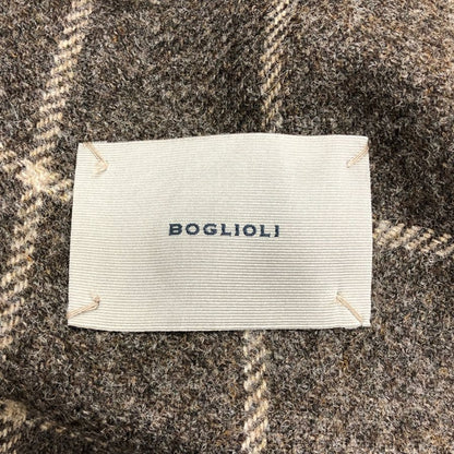 ボリオリ テーラードジャケット ドーバー チェック柄 ウール ブラウン系 メンズ サイズ48 BOGLIOLI【LA】