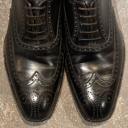 クロケット&ジョーンズ フルブローグ ブラック カーフ サイズUK7D CROCKETT&JONES ビジネスシューズ 約25.5cm【LA】【中古】