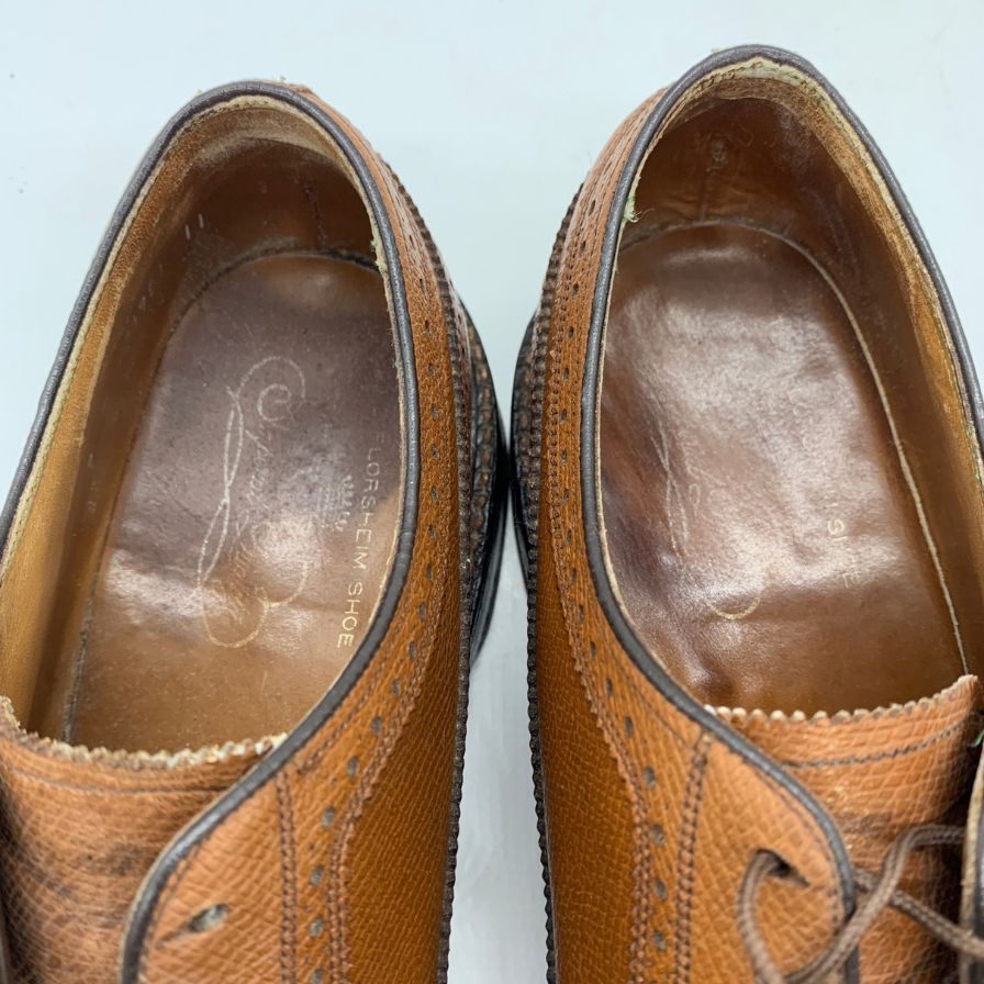 フローシャイム レザーシューズ ウイングチップ グレインレザー ブラウン メンズ サイズUS9D FLORSHEIM 約27.0cm【YB5】