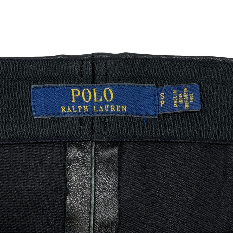 ポロ ラルフローレン レザー パンツ レギンスタイプ ウエストゴム レディース ラムスキン 裾ジップ サイズS ブラック Polo Ralph Lauren 【AFB10】