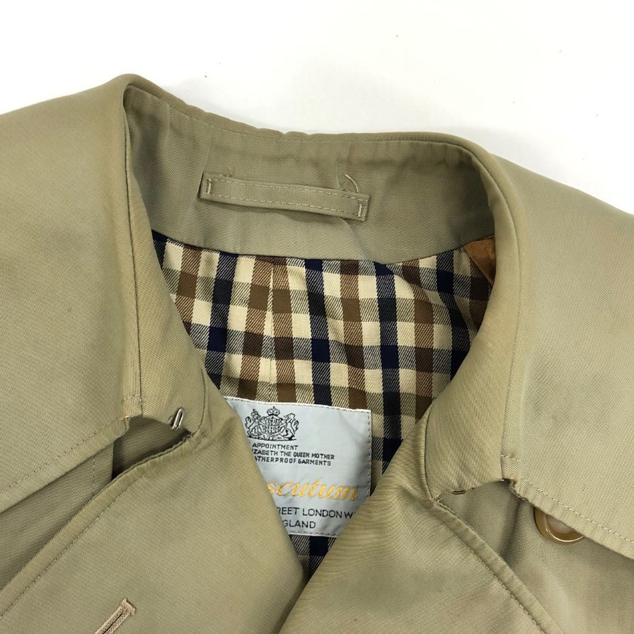中古◆アクアスキュータム トレンチコート 70S アクア5 イングランド製 カーキ メンズ サイズ表記なし Aquascutum 【AFA11】