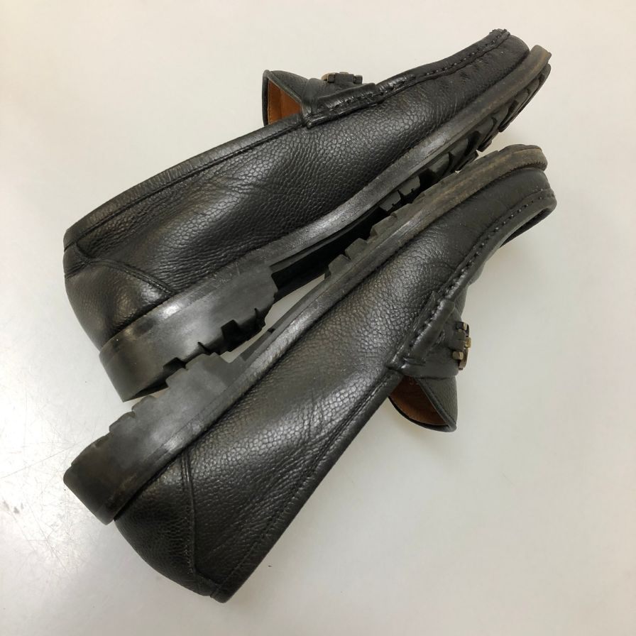 フェラガモ ビットローファー グレインレザー ガンチーニ金具 メンズ サイズ6EE ブラック Ferragamo 約24.5cm【AFC8】