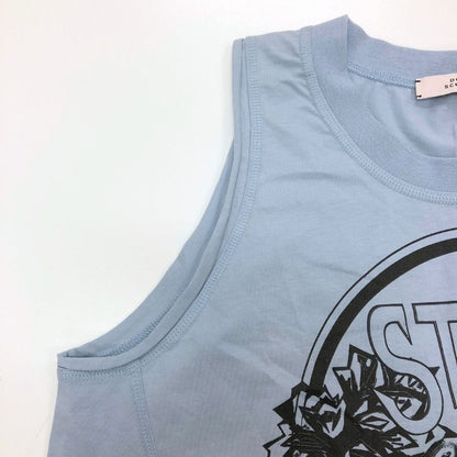 美品◆ドロシーシューマッハ ノースリーブカットソー プリント コットン タンクトップ ライトブルー レディース サイズ3 DOROTHEE SCHUMACHER 【AFB18】