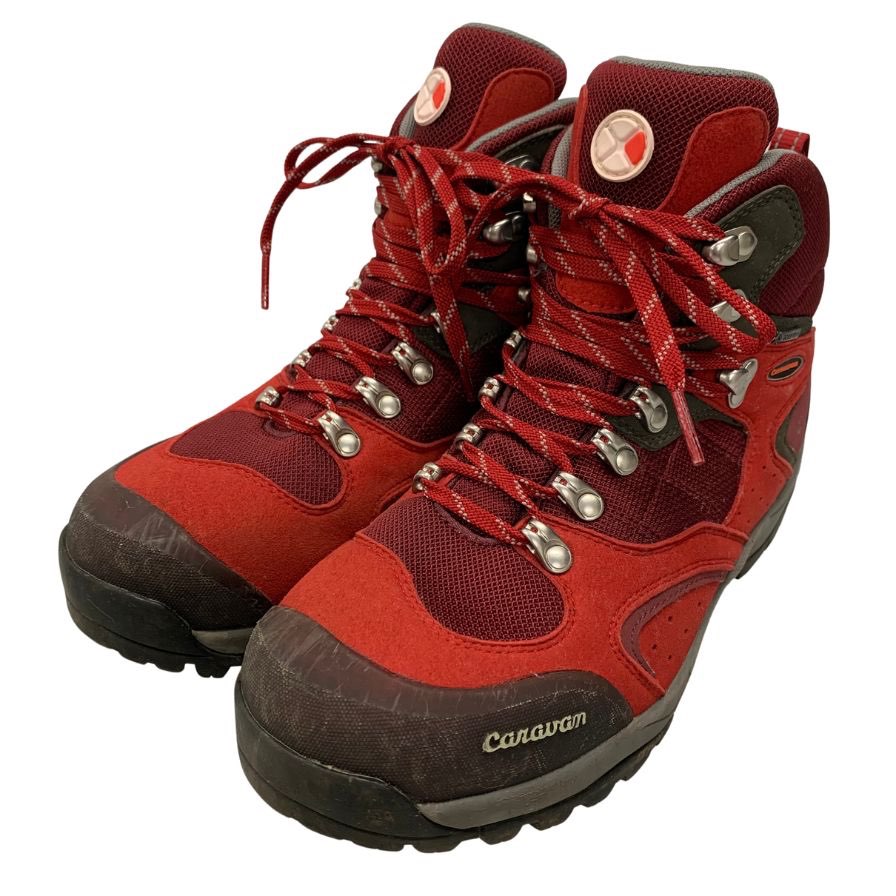 キャラバン トレッキングシューズ ゴアテックス 赤 24.5EEE レディース レースアップ ブーツ 靴 GORE-TEX CARAVAN 約24.5cm【AFC6】